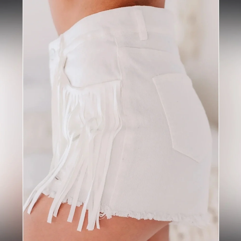 Altard State Fringe White Festival Rodeo Concert Shorts - Picture 3 of 9